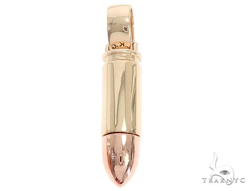 Two-tone 14k yellow and rose gold bullet pendant with polished finish, mens jewelry