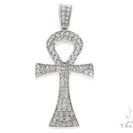 14k White Gold Diamond Ankh Pendant 64647 - Image 1