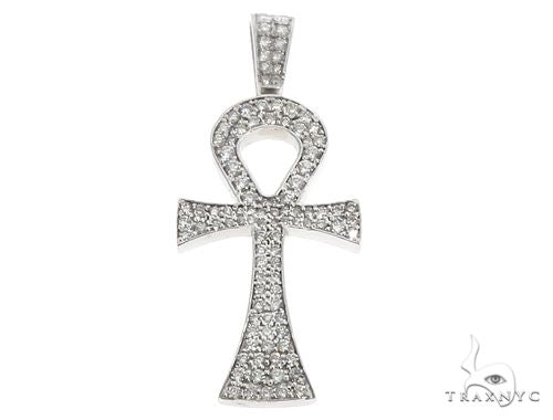 14k White Gold Diamond Ankh Pendant 64647 - Image 1