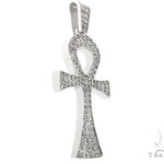 14k White Gold Diamond Ankh Pendant 64647 - Image 2