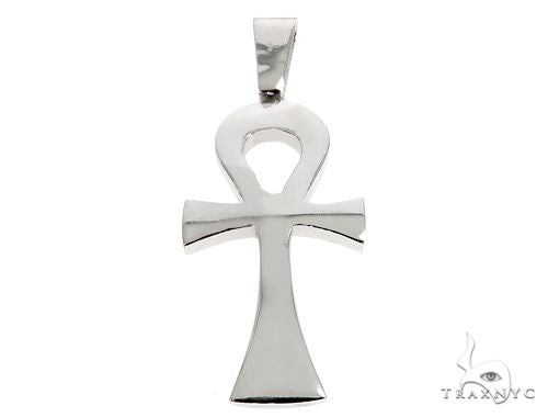 14k White Gold Diamond Ankh Pendant 64647 - Image 3