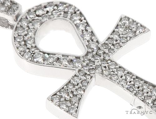 14k White Gold Diamond Ankh Pendant 64647 - Image 4