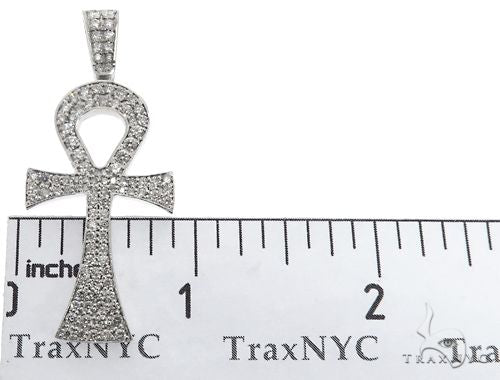 14k White Gold Diamond Ankh Pendant 64647 - Image 6