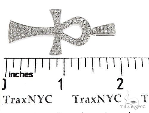 14k White Gold Diamond Ankh Pendant 64647 - Image 7