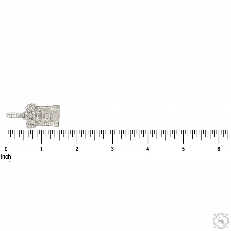 14k White Gold Diamond Cuban Link Crown Jesus Pendant 65841