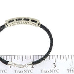 14k White Gold Diamond Leather Rope Bracelet 65035 - Image 7