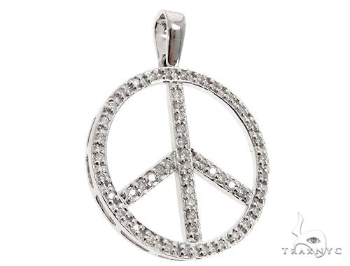 14k White Gold Diamond Peace Symbol Pendant 64671 - Image 2