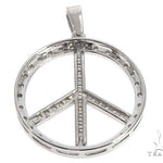 14k White Gold Diamond Peace Symbol Pendant 64671 - Image 3