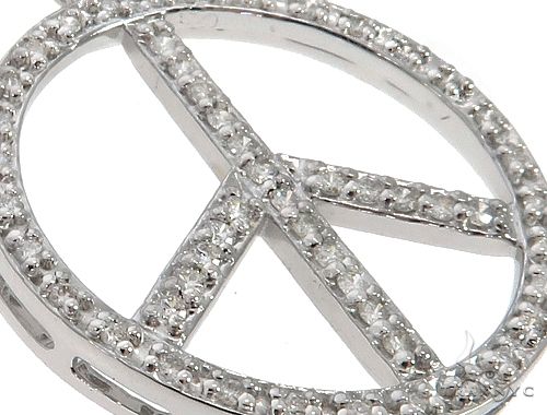 14k White Gold Diamond Peace Symbol Pendant 64671 - Image 4