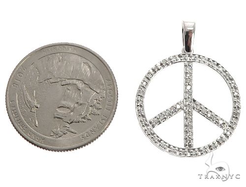 14k White Gold Diamond Peace Symbol Pendant 64671 - Image 5