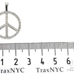 14k White Gold Diamond Peace Symbol Pendant 64671 - Image 6