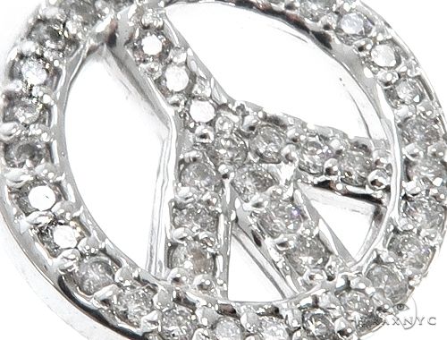 14k White Gold Diamond Peace Symbol Pendant 64672 - Image 4