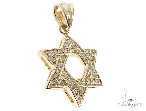 14k Gold Diamond Star of David Pendant 64649 - Image 2