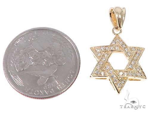 14k Gold Diamond Star of David Pendant 64649 - Image 5