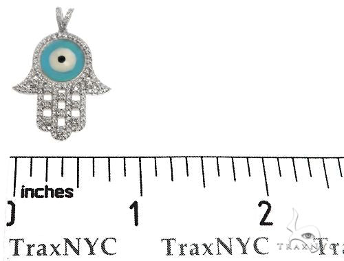 14k White Gold Diamond and Enamel Evil Eye Hamsa Pendant 64652 - Image 6