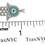 14k White Gold Diamond and Enamel Evil Eye Hamsa Pendant 64652 - Image 7