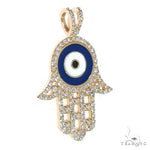 14k White Gold Diamond and Enamel Evil Eye Pendant 64653 - Image 2