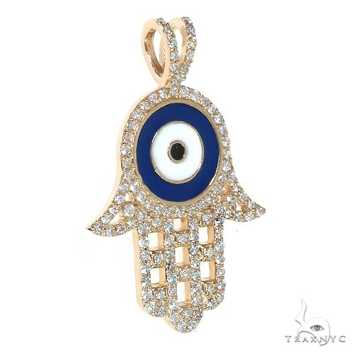 14k White Gold Diamond and Enamel Evil Eye Pendant 64653 - Image 2