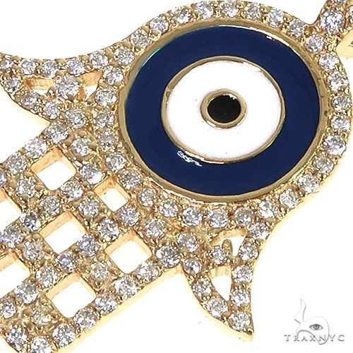 14k White Gold Diamond and Enamel Evil Eye Pendant 64653 - Image 3