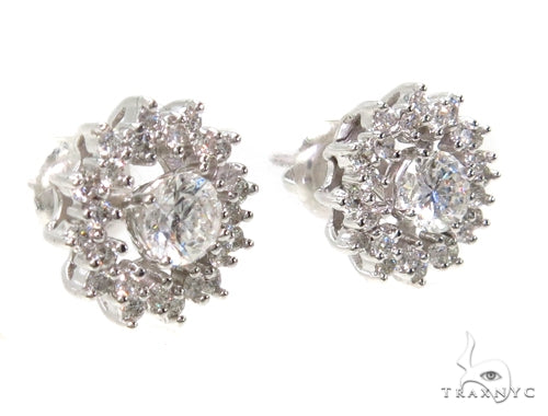 14k White Gold Prong Diamond Earrings For Women-39992 - Image 2