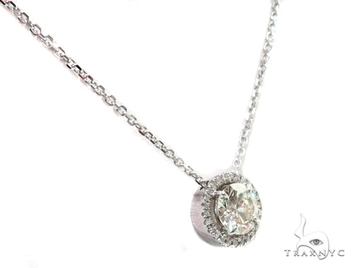 14k White Gold Pave Diamond Necklace-39991 - Image 3