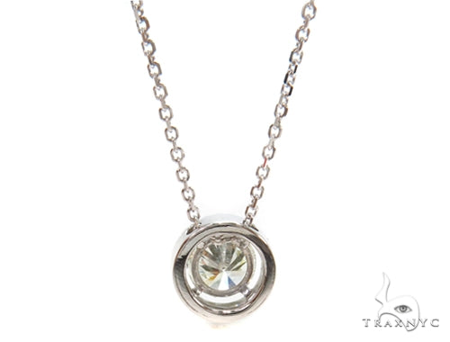 14k White Gold Pave Diamond Necklace-39991 - Image 4