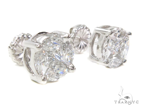 14k White Gold Prong Mens Diamond Earring-40030 - Image 2