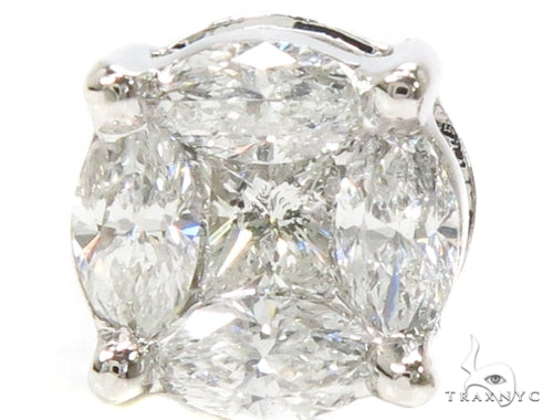 14k White Gold Prong Mens Diamond Earring-40030 - Image 3