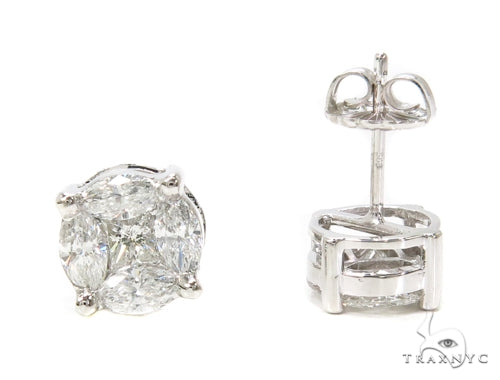 14k White Gold Prong Mens Diamond Earring-40030 - Image 4