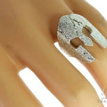 14k White Gold Spartan Mask Diamond Ring 65078 - Image 9