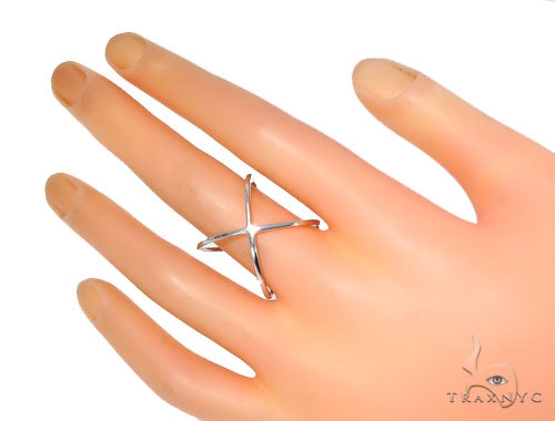 14k White Gold 'X' Ring 44520 - Image 5