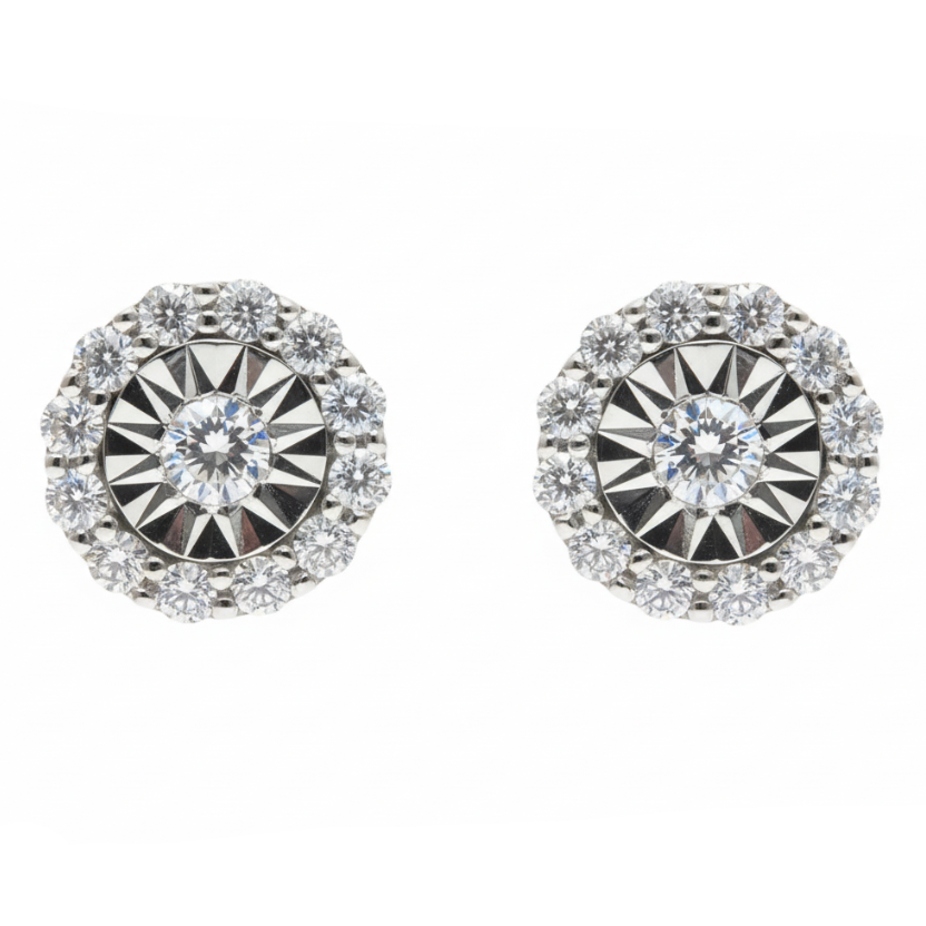 14k Gold Diamond Stud Earrings 64822 | TraxNYC