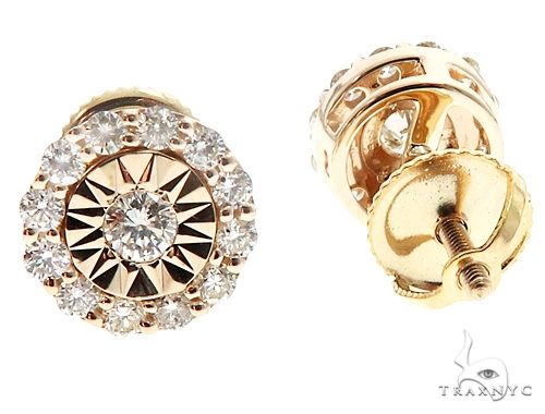 14k Gold Diamond Stud Earrings, photo 5 of 8