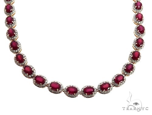 14k YG Ruby and Diamond Necklace 64745 - Image 2
