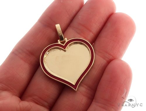 14k Yellow Gold 1 Inch Customizable Photo Heart Pendant 65043 - Image 4