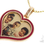 14k Yellow Gold 1 Inch Customizable Photo Heart Pendant 65043 - Image 8
