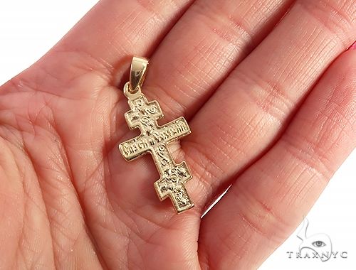 14k Yellow Gold Asymmetrical Cross Pendant 65096 - Image 5