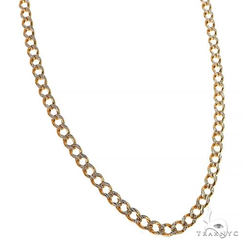 14K Yellow Gold Curb Diamond Cut Solid chain 3.5mm 24 inches    68292 - Image 2