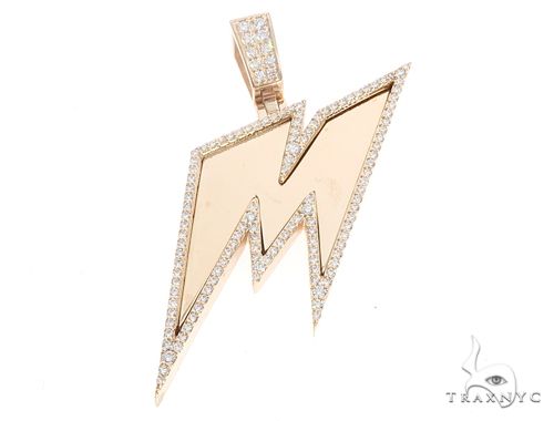 Custom diamond 'M' initial pendant in 14k yellow gold – front view showing diamond-set letter face