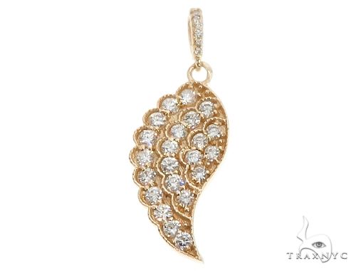 14k Yellow Gold Diamond Angel Wing Pendant 64668 - Image 1