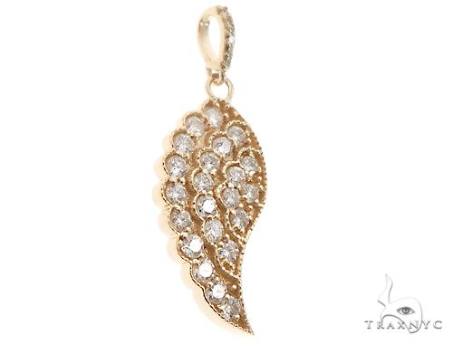 14k Yellow Gold Diamond Angel Wing Pendant 64668 - Image 2