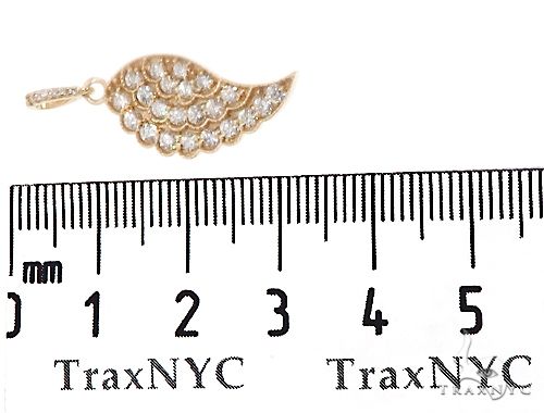 14k Yellow Gold Diamond Angel Wing Pendant 64668 - Image 6