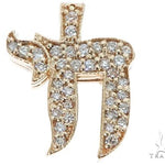 14k yellow gold Chai pendant with pave diamond accents for men.