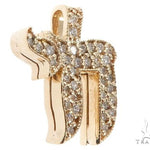 14k yellow gold Chai pendant with pave diamond accents for men.