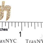 14k yellow gold Chai pendant with pave diamond accents for men.