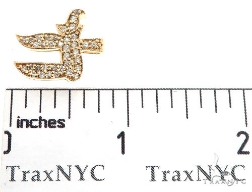 14k yellow gold Chai pendant with pave diamond accents for men.