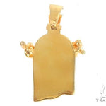 14k Yellow Gold Diamond Cuban Link Crown Jesus Pendant 64912 - Image 3