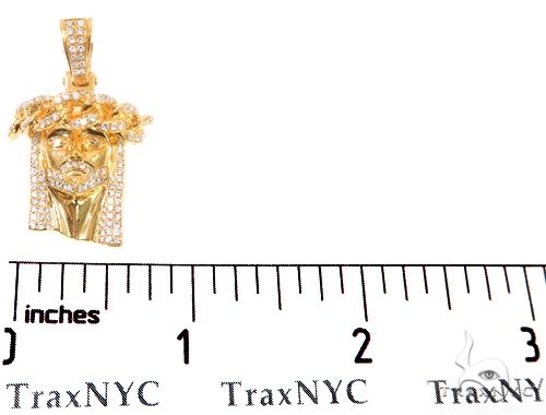 14k Yellow Gold Diamond Cuban Link Crown Jesus Pendant 64912 - Image 6