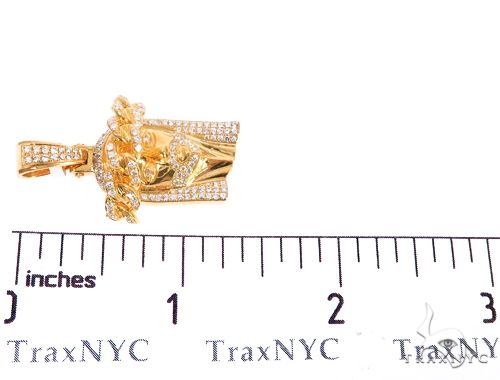 14k Yellow Gold Diamond Cuban Link Crown Jesus Pendant 64912 - Image 7