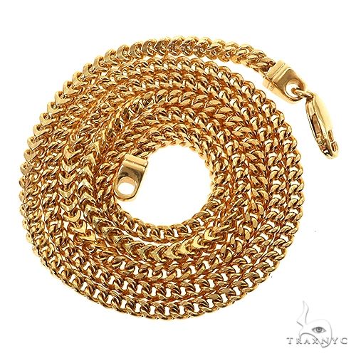 14k Yellow Gold Diamond Cut Semi-Solid Franco Link Chain 3.5mm 18 Inches 69947 - Image 4